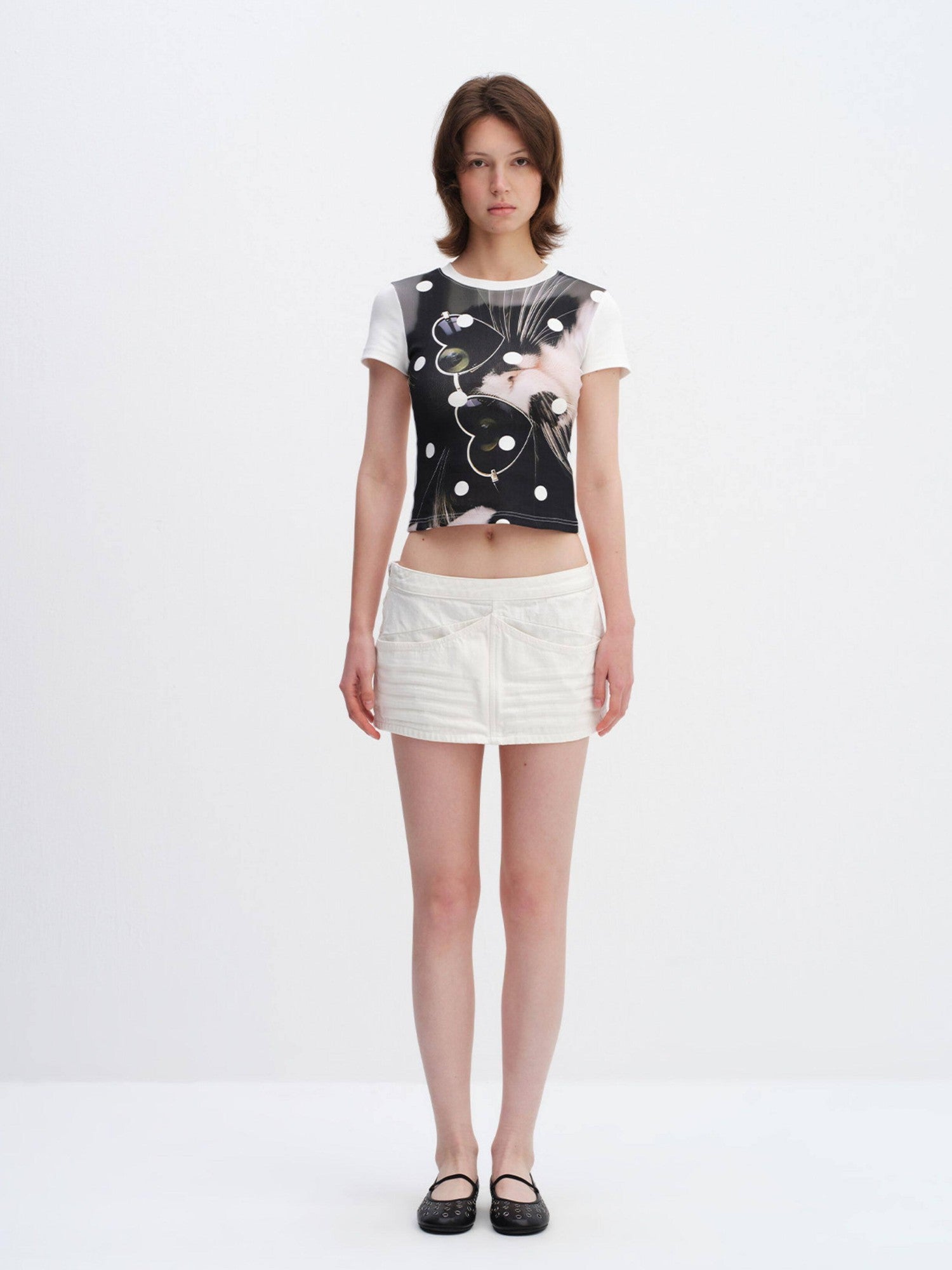 RUN TO THE FUTURE Black Studded Cutout Mary Jane Women&