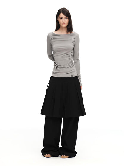 RUN TO THE FUTURE Boat Neck Ruched Slim Fit Women&