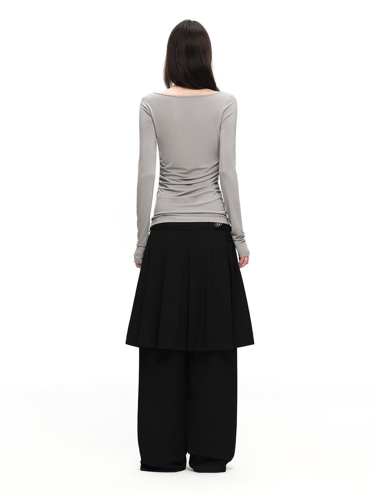 RUN TO THE FUTURE Boat Neck Ruched Slim Fit Women&
