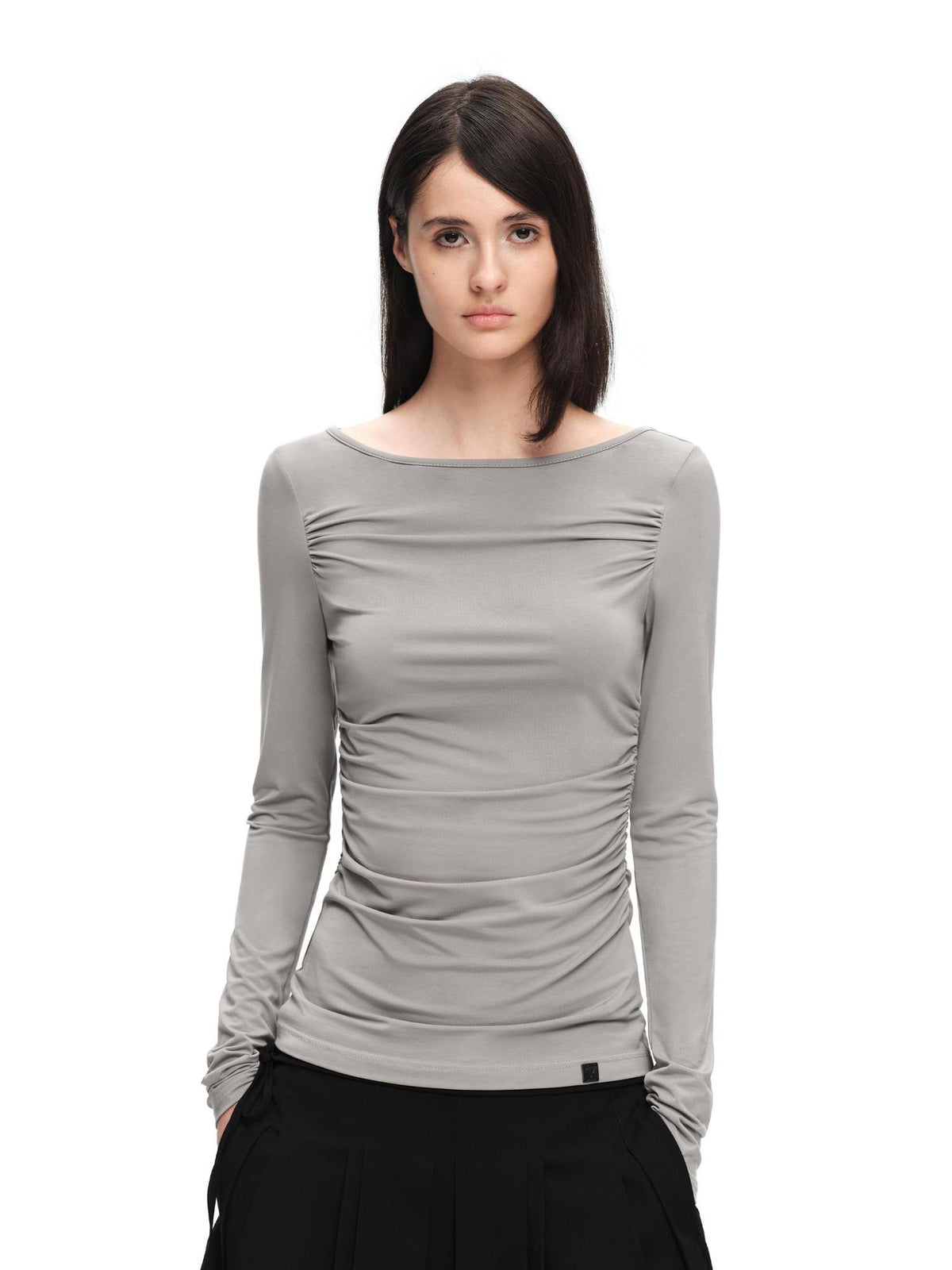 RUN TO THE FUTURE Boat Neck Ruched Slim Fit Women&