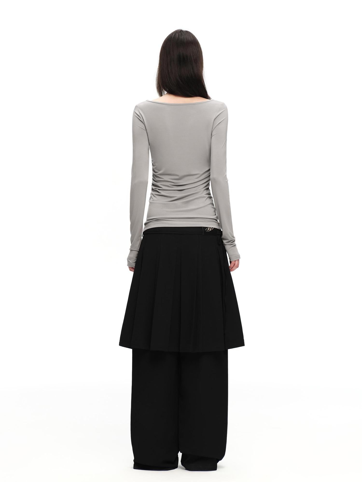 RUN TO THE FUTURE Boat Neck Ruched Slim Fit Women&