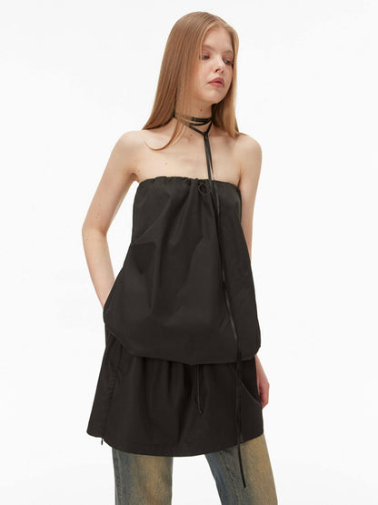 RUN TO THE FUTURE Breathable Cotton Modal Korean Aline Camisole Office Black Casual Mini Dresses