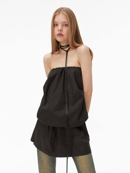 RUN TO THE FUTURE Breathable Cotton Modal Korean Aline Camisole Office Black Casual Mini Dresses