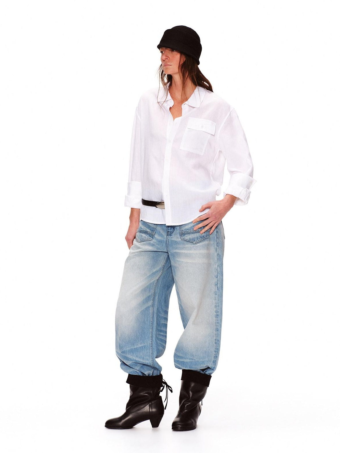 RUN TO THE FUTURE Breathable Lyocell Linen Loose Neutral Button Front Long Sleeve White Shirts