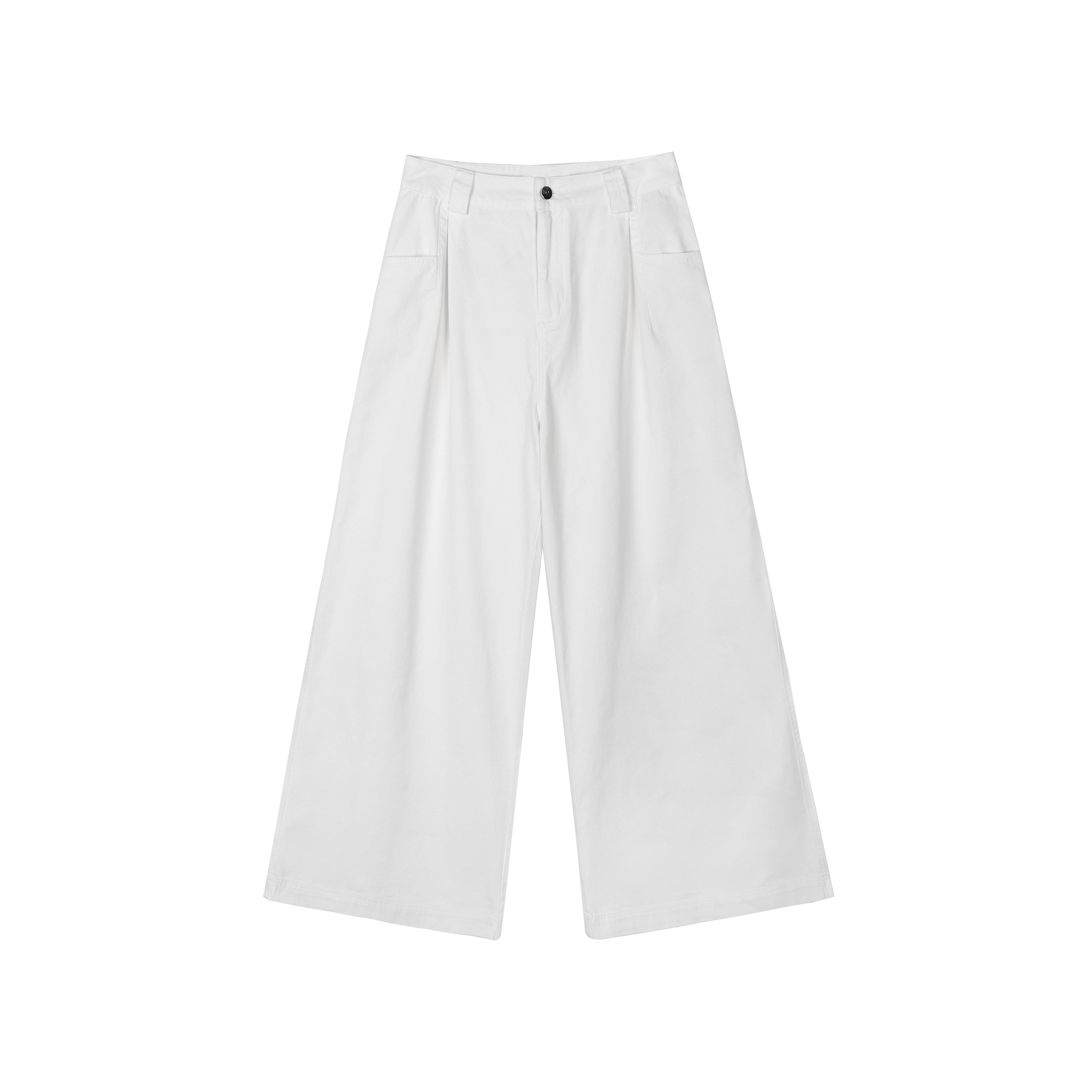 RUN TO THE FUTURE Breathable Minimalist Natural Waist For Women Cotton Blend Wide-Leg Pants