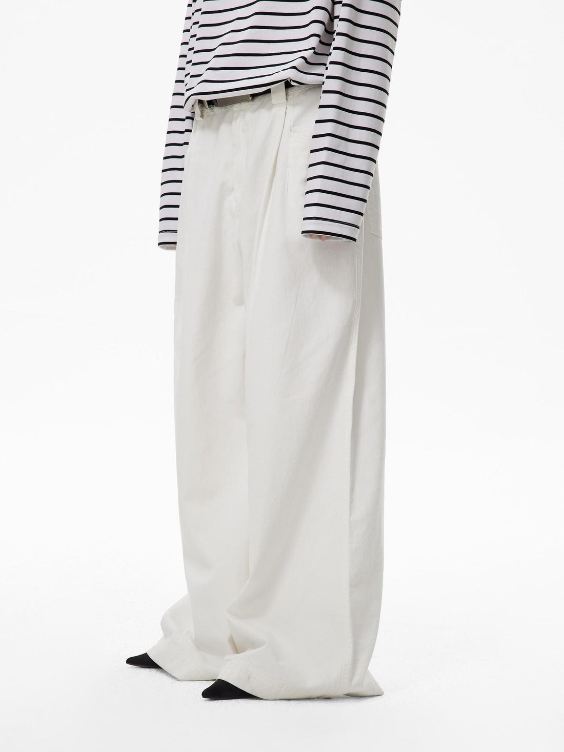 RUN TO THE FUTURE Breathable Minimalist Natural Waist For Women Cotton Blend Wide-Leg Pants