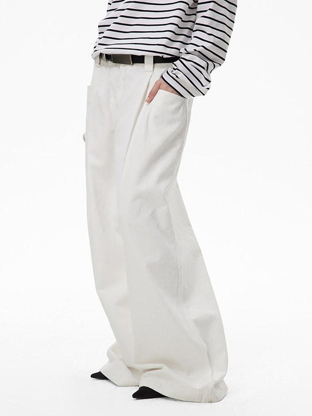 RUN TO THE FUTURE Breathable Minimalist Natural Waist For Women Cotton Blend Wide-Leg Pants