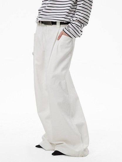 RUN TO THE FUTURE Breathable Minimalist Natural Waist For Women Cotton Blend Wide-Leg Pants