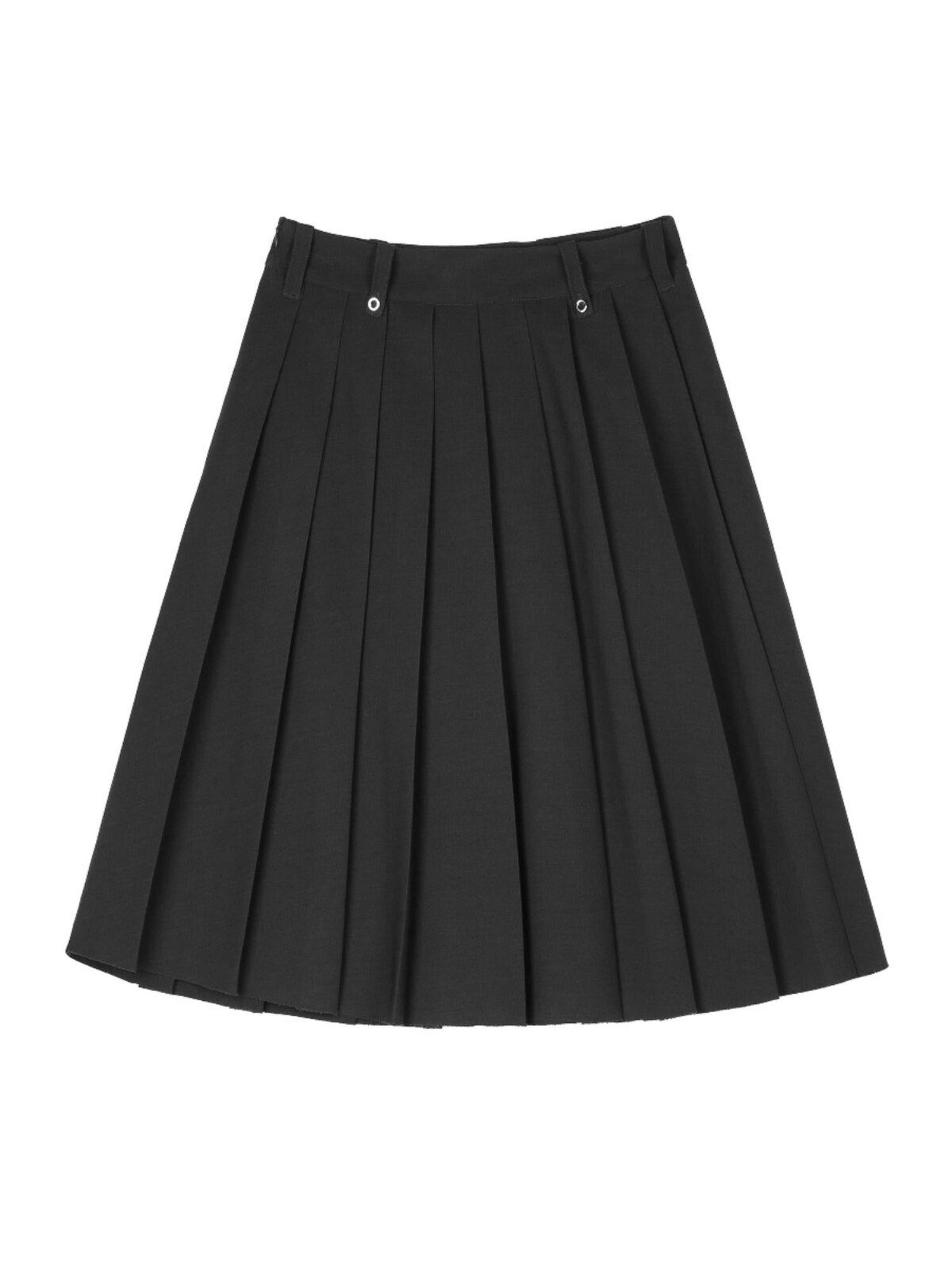 RUN TO THE FUTURE Breathable Pleated Korean Commuter A Line Mid Waist Women Gray Midi Skirts
