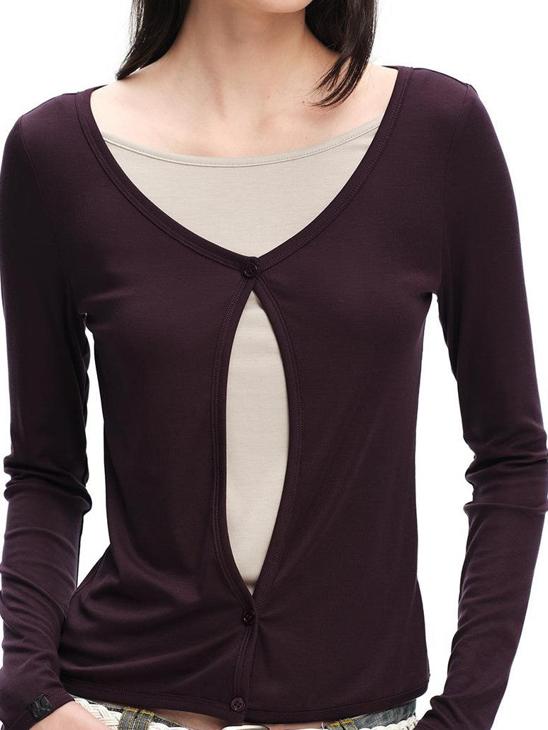 RUN TO THE FUTURE Casual Layered Look V-neck Lyocell Women&