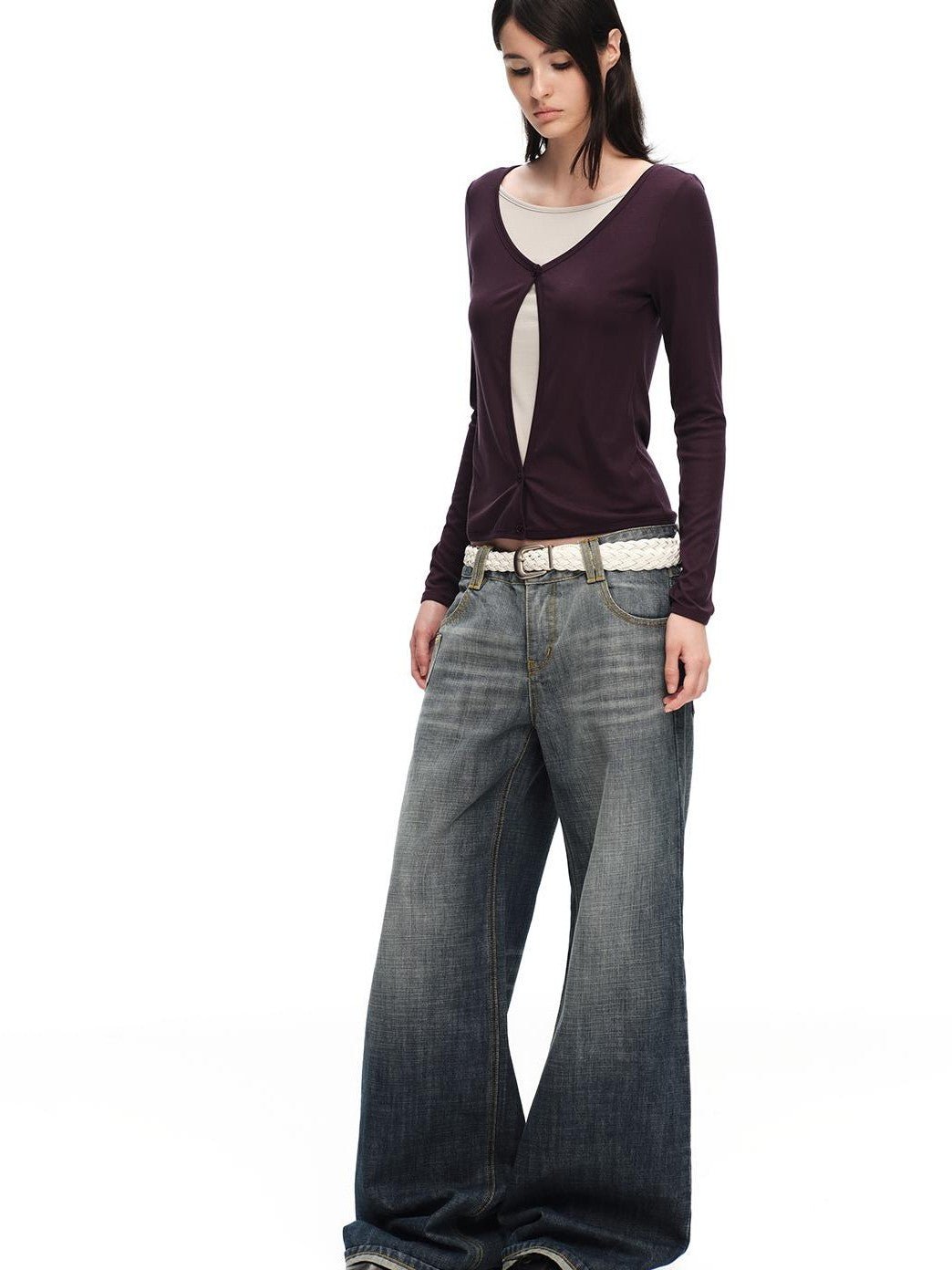 RUN TO THE FUTURE Casual Layered Look V-neck Lyocell Women&