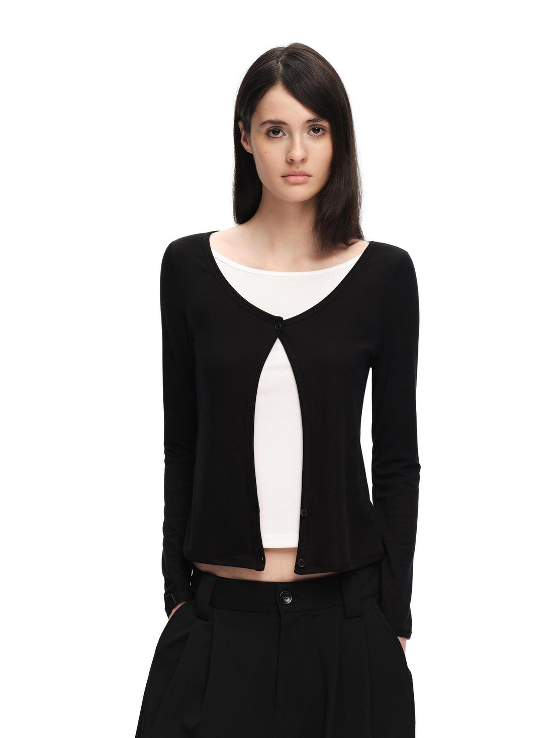 RUN TO THE FUTURE Casual Layered Look V-neck Lyocell Women&