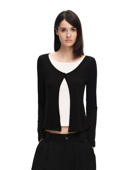 RUN TO THE FUTURE Casual Layered Look V-neck Lyocell Women&
