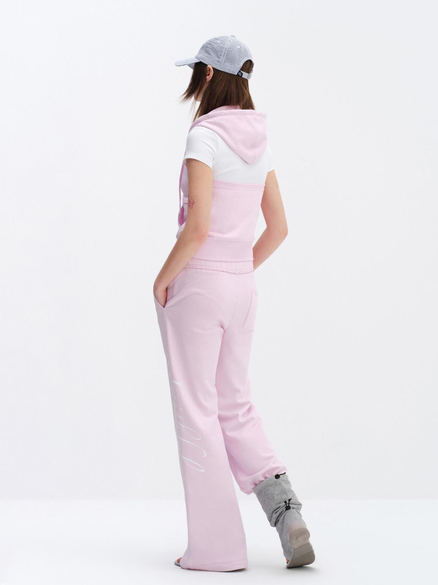 RUN TO THE FUTURE Cherry Blossom Pink Alphabet Print Midrise Micro Flare Women&