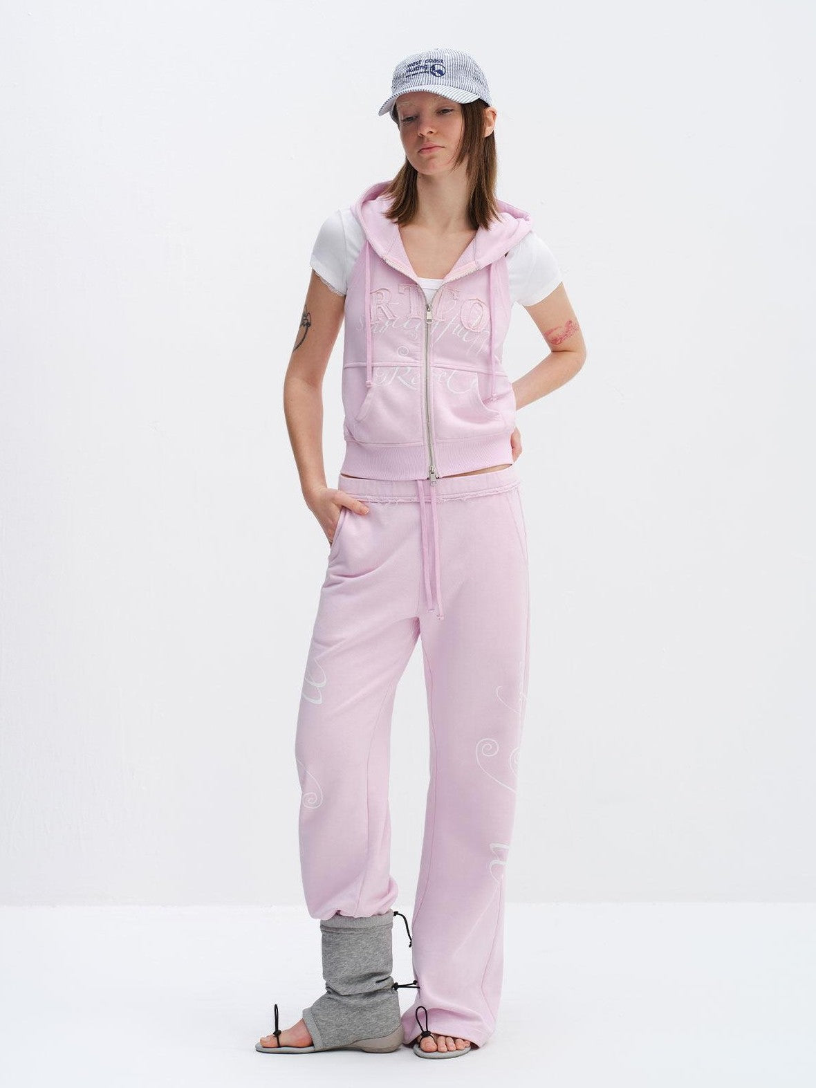 RUN TO THE FUTURE Cherry Blossom Pink Alphabet Print Midrise Micro Flare Women&