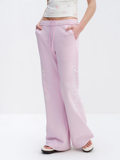 RUN TO THE FUTURE Cherry Blossom Pink Alphabet Print Midrise Micro Flare Women&