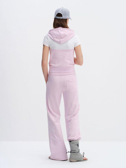 RUN TO THE FUTURE Cherry Blossom Pink Alphabet Print Midrise Micro Flare Women&
