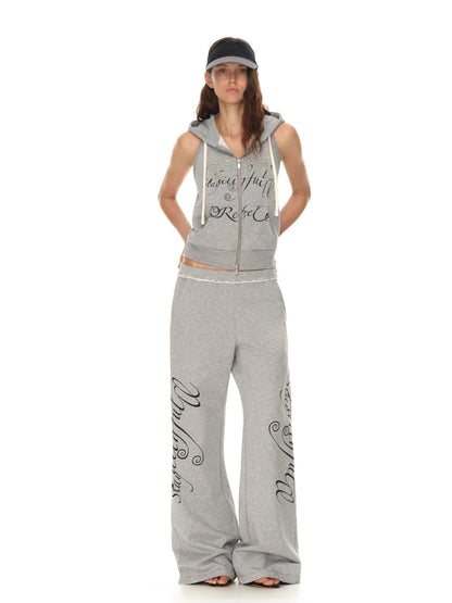 RUN TO THE FUTURE Cherry Blossom Pink Alphabet Print Midrise Micro Flare Women&