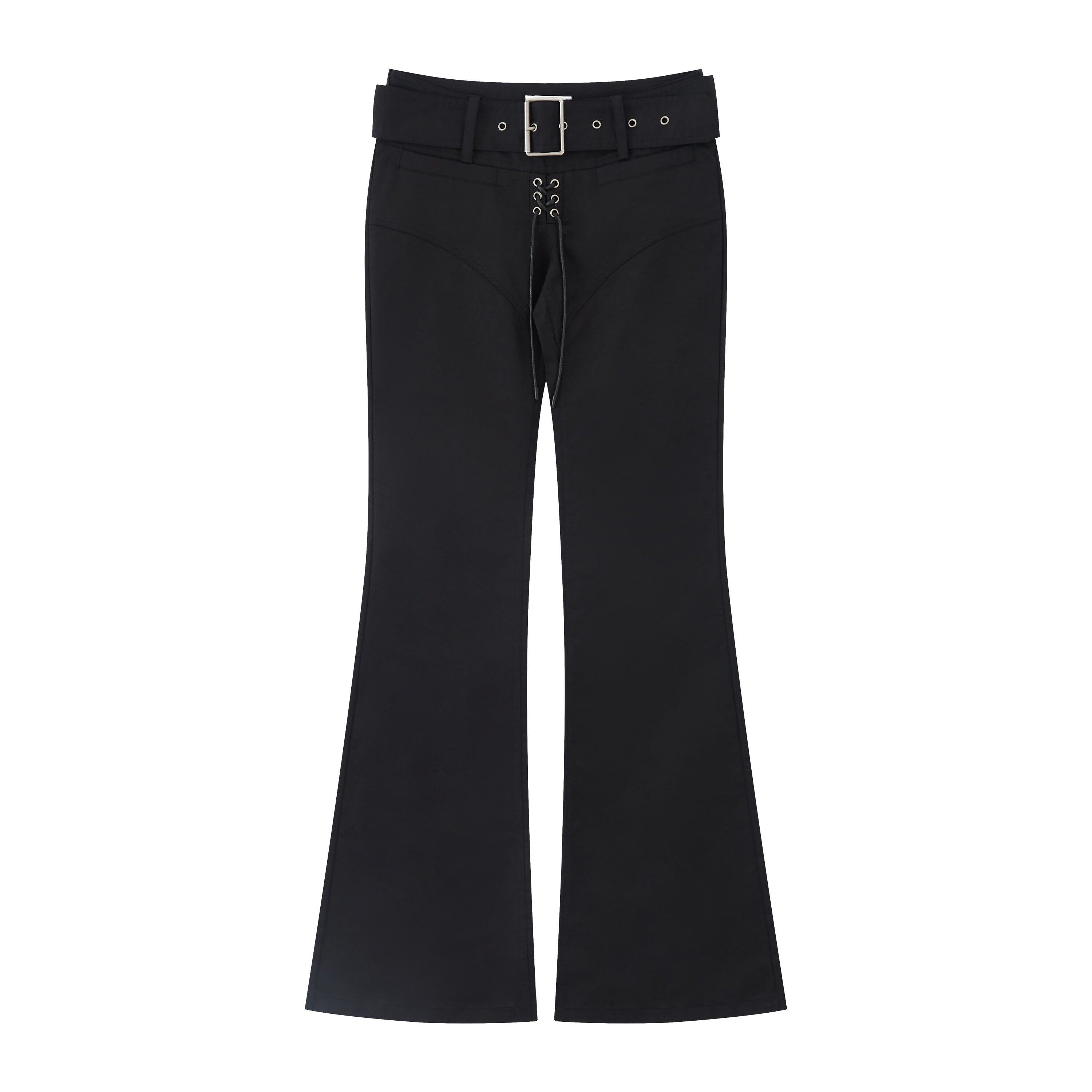 RUN_TO_THE_FUTURE_Classic_Black_Slim_Fit_Low_Waist_Belt_Pockets_Women&