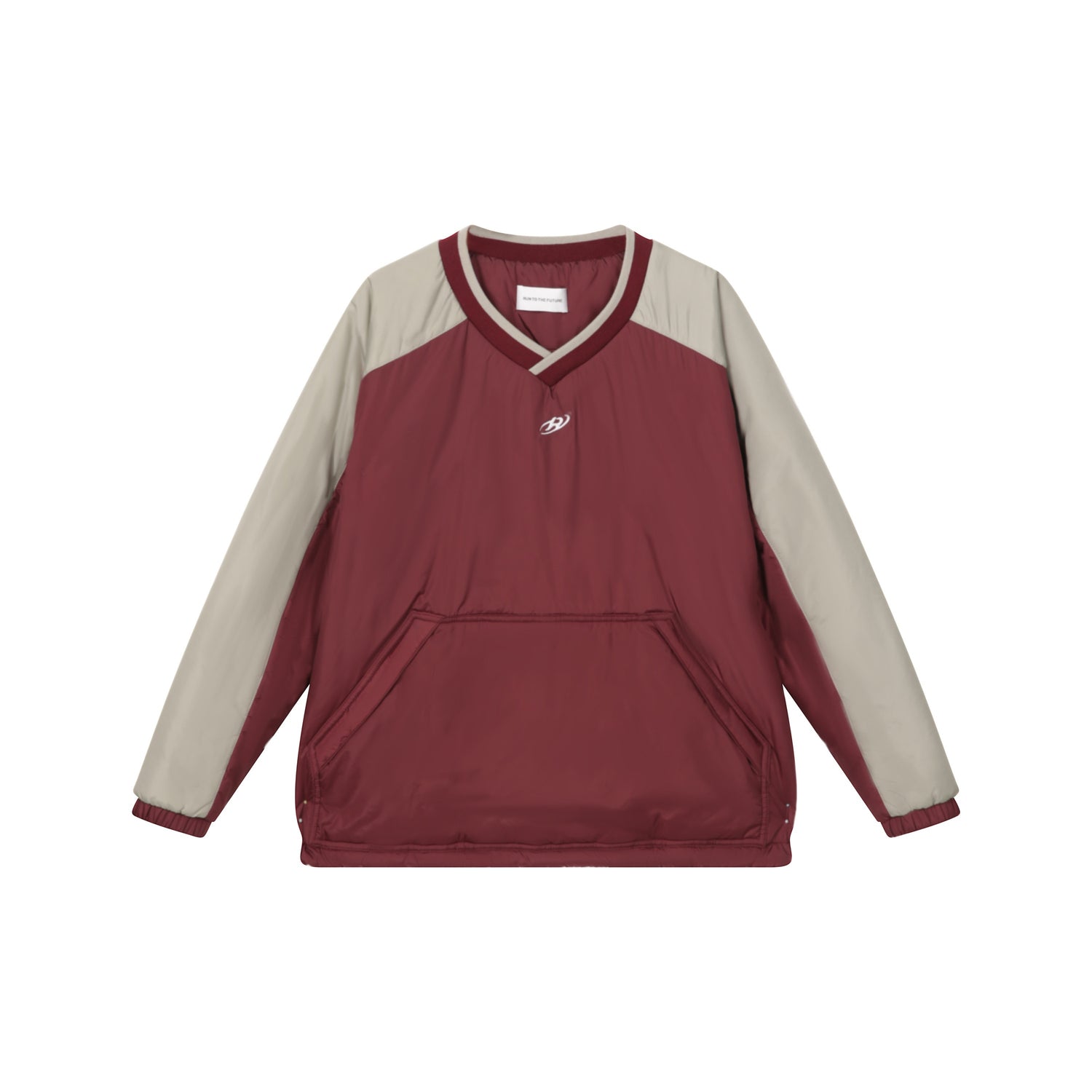 RUN TO THE FUTURE Colorblock Crewneck Loose Fit Pullover 100 Percent Nylon Long Sleeve Sweatshirts