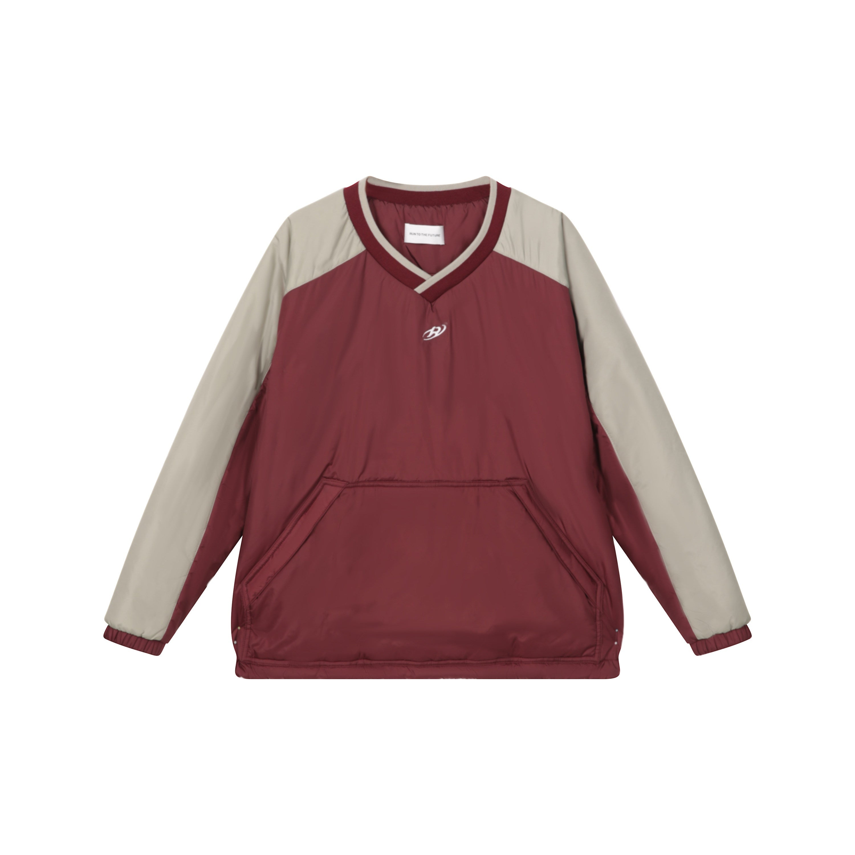 RUN TO THE FUTURE Colorblock Crewneck Loose Fit Pullover 100 Percent Nylon Long Sleeve Sweatshirts