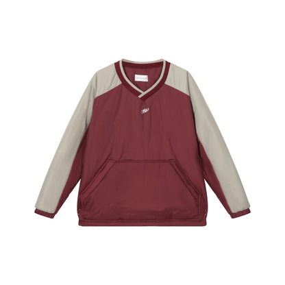 RUN TO THE FUTURE Colorblock Crewneck Loose Fit Pullover 100 Percent Nylon Long Sleeve Sweatshirts