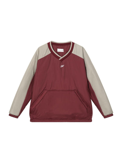 RUN TO THE FUTURE Colorblock Crewneck Loose Fit Pullover 100 Percent Nylon Long Sleeve Sweatshirts