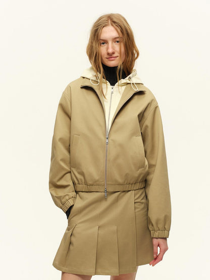 RUN TO THE FUTURE Colorblock Loose Fit Hooded Zip Up Elastic Hem Casual Women Track Jackets
