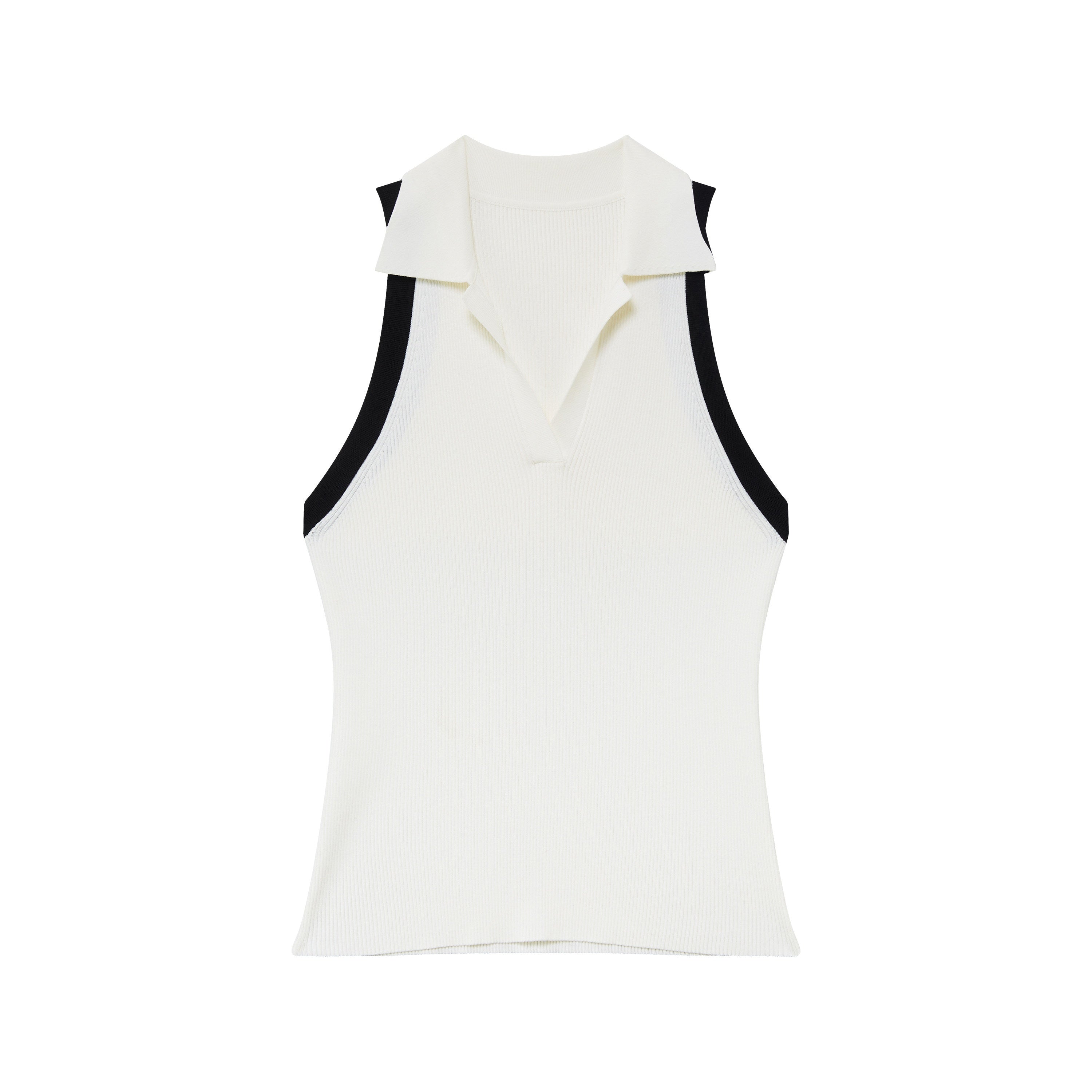 RUN_TO_THE_FUTURE_Colorblock_Polo_Collar_Narrow_Shoulder_Slim_Waist_Women&