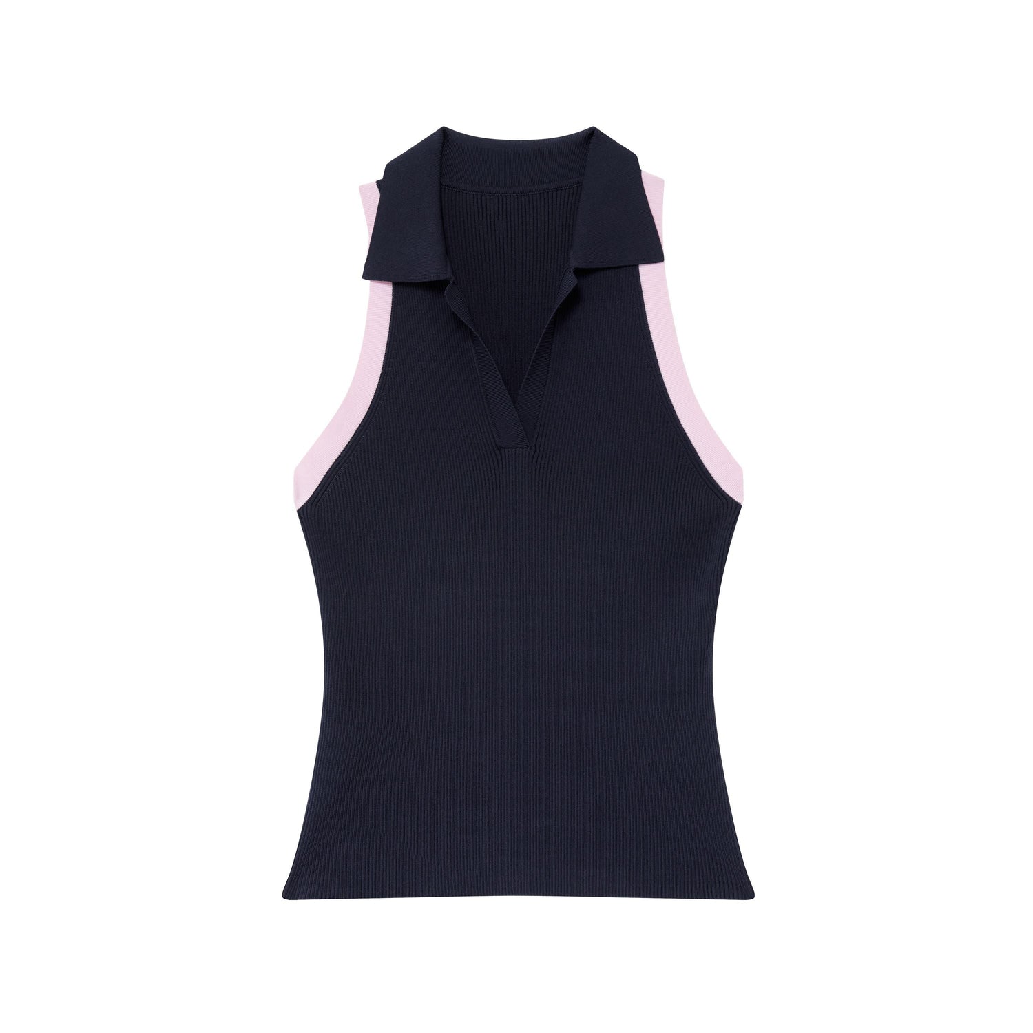 RUN_TO_THE_FUTURE_Colorblock_Polo_Collar_Narrow_Shoulder_Slim_Waist_Women&
