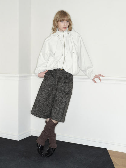 RUN TO THE FUTURE Cotton Leopard Minimalist Low Rise Pockets Women Pine Green Short Trousers
