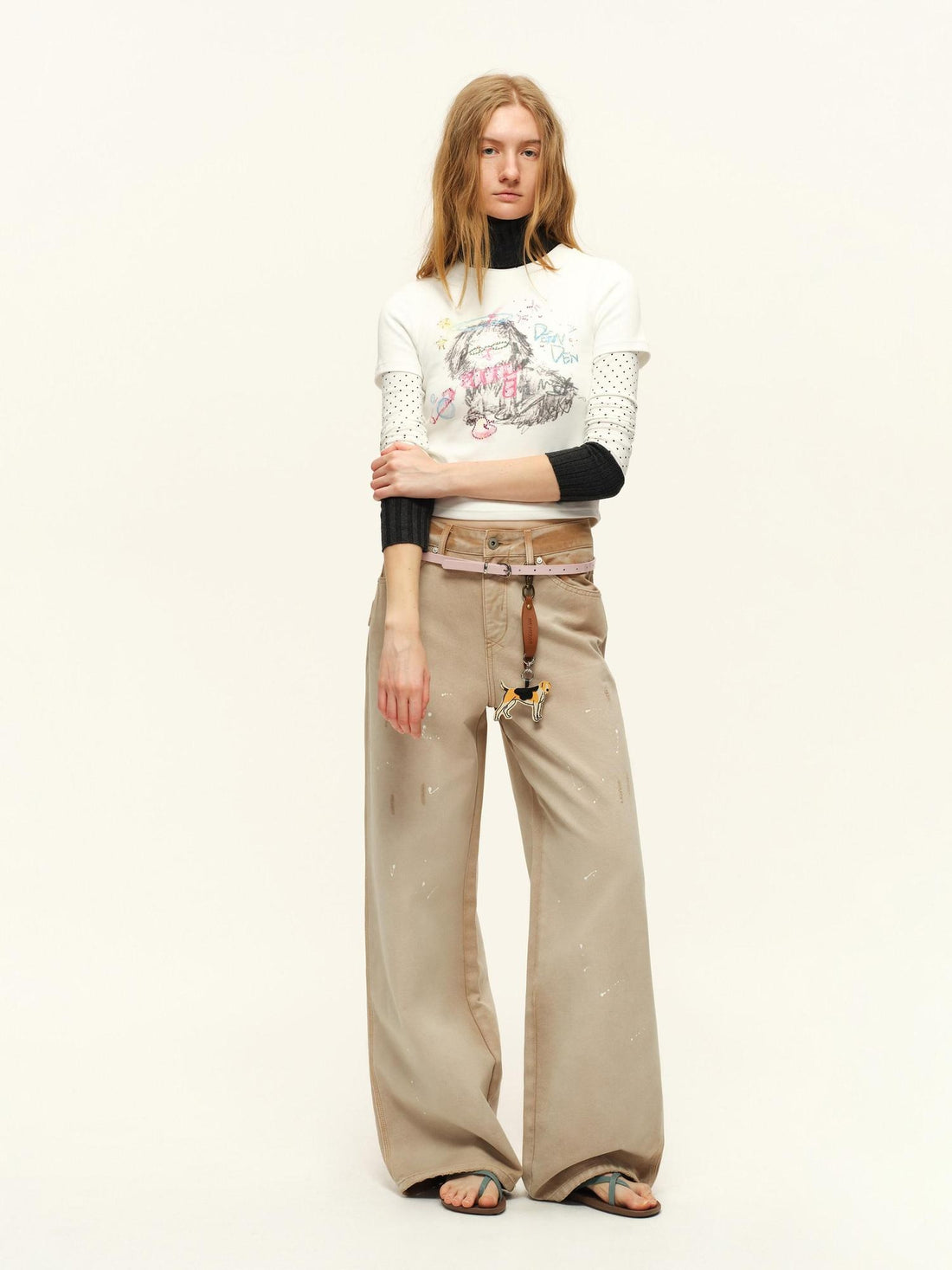 RUN TO THE FUTURE Cotton Rich Vintage Washed Relaxed Natural Waist Women Khaki Straight Jeans