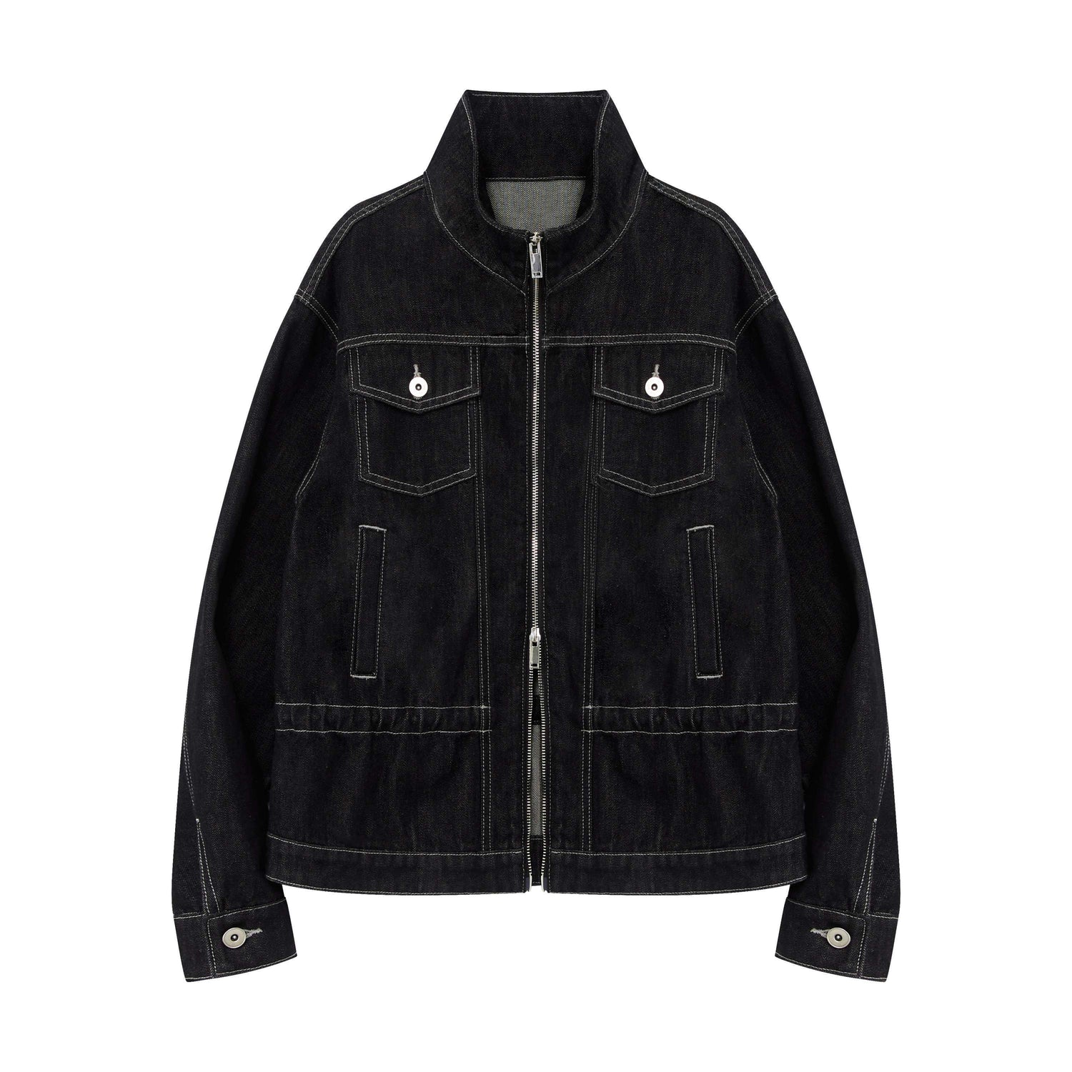 RUN TO THE FUTURE Cozy Vintage Oversized Button Contrast Zip Detail Women Warm Denim Jackets