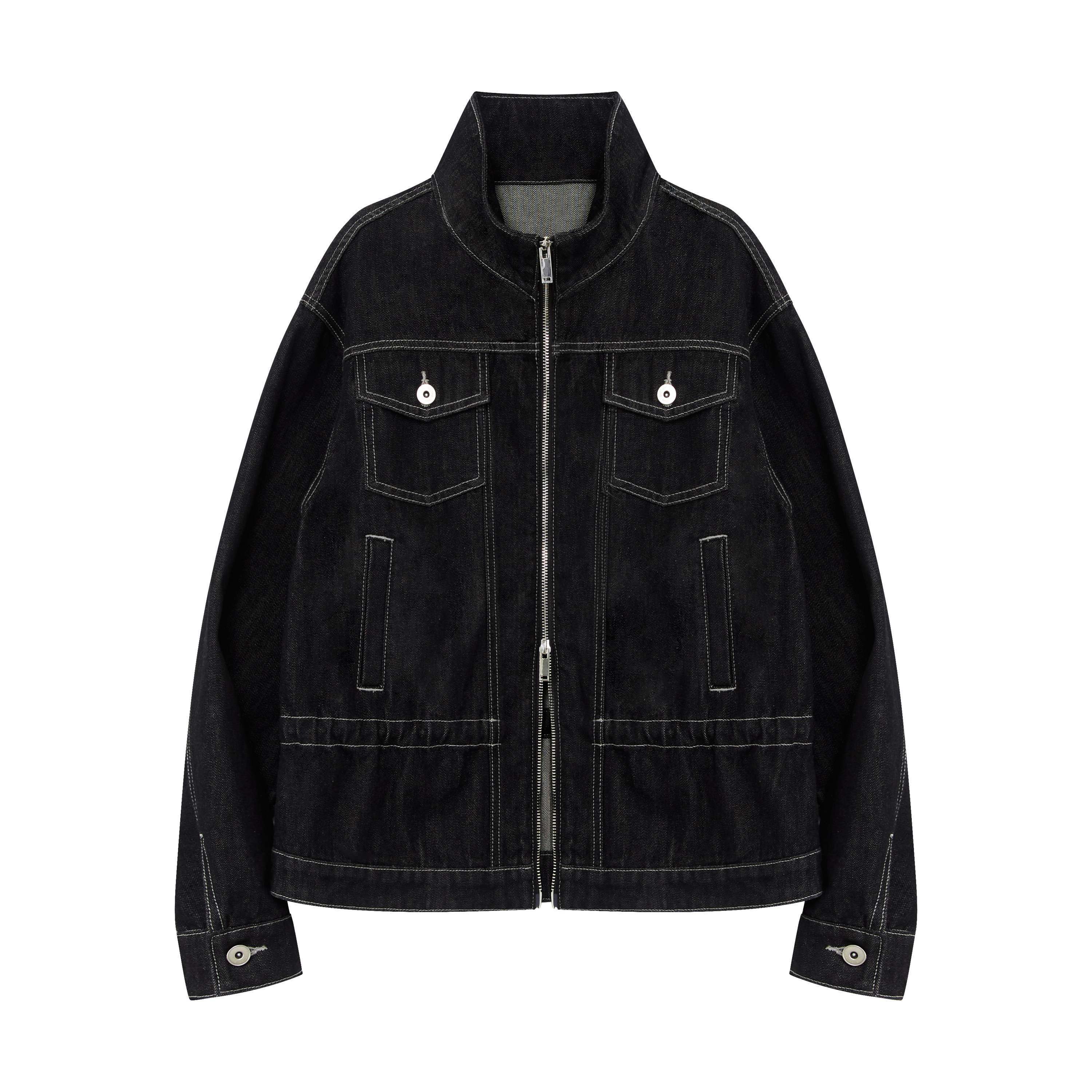 RUN TO THE FUTURE Cozy Vintage Oversized Button Contrast Zip Detail Women Warm Denim Jackets