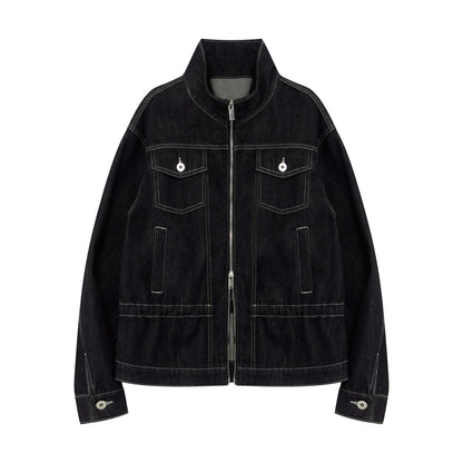 RUN TO THE FUTURE Cozy Vintage Oversized Button Contrast Zip Detail Women Warm Denim Jackets