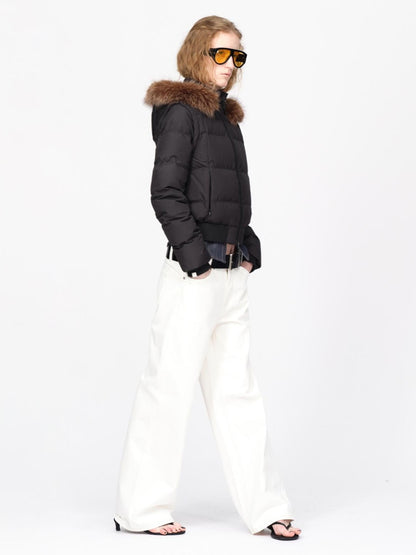 RUN TO THE FUTURE Detachable Sleeves Hooded 90 White Duck Down Quilted Women&