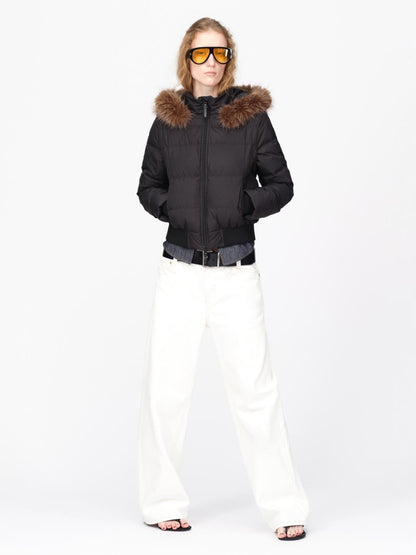 RUN TO THE FUTURE Detachable Sleeves Hooded 90 White Duck Down Quilted Women&