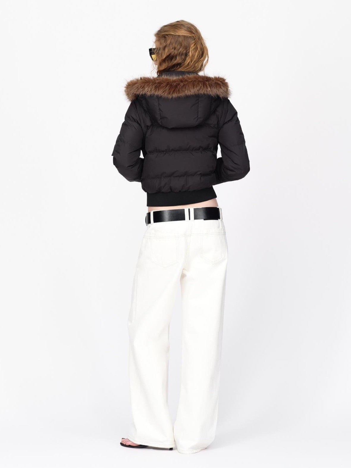 RUN TO THE FUTURE Detachable Sleeves Hooded 90 White Duck Down Quilted Women&