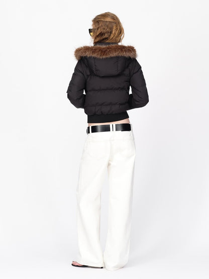 RUN TO THE FUTURE Detachable Sleeves Hooded 90 White Duck Down Quilted Women&