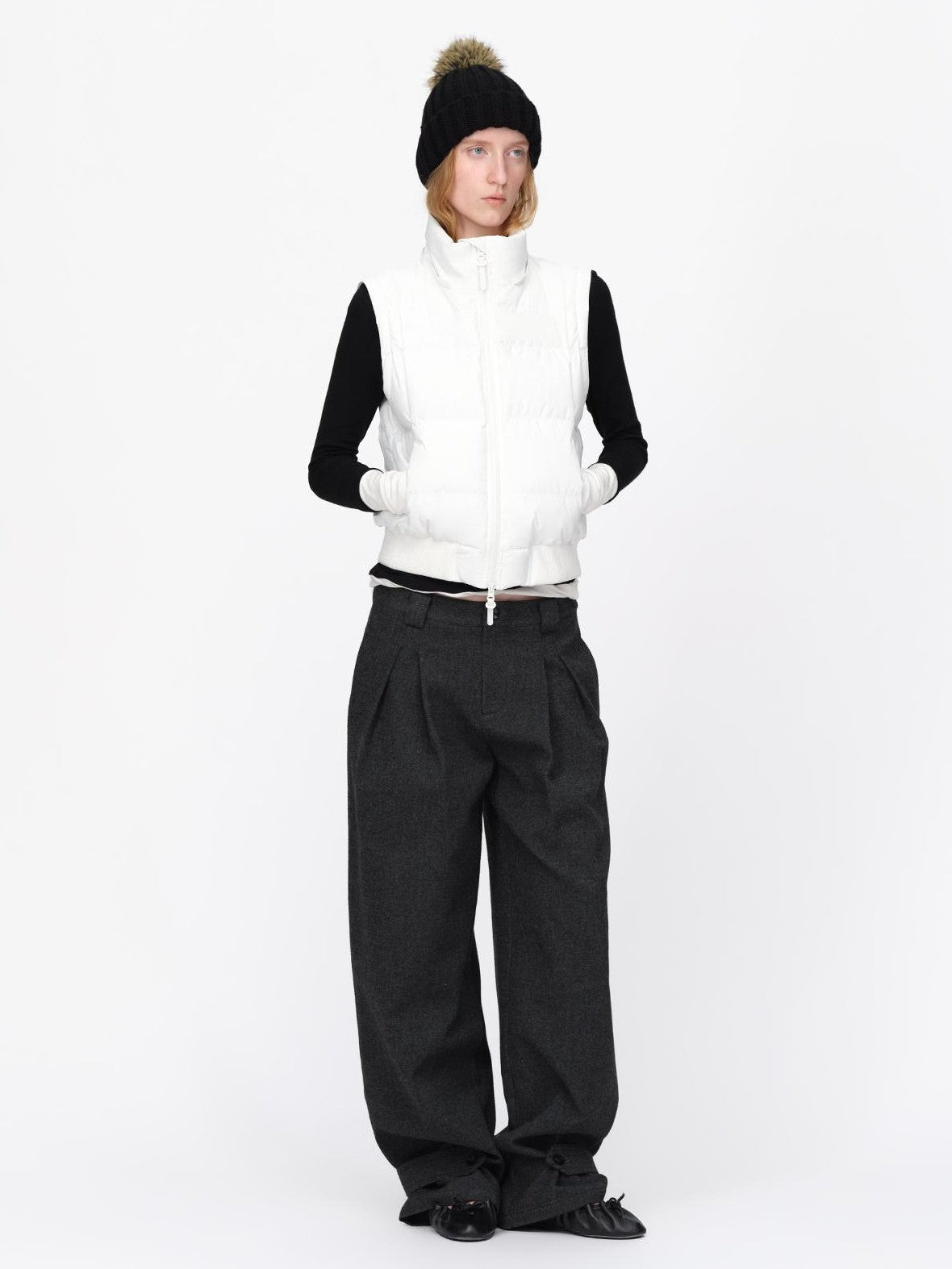 RUN TO THE FUTURE Detachable Sleeves Hooded 90 White Duck Down Quilted Women&