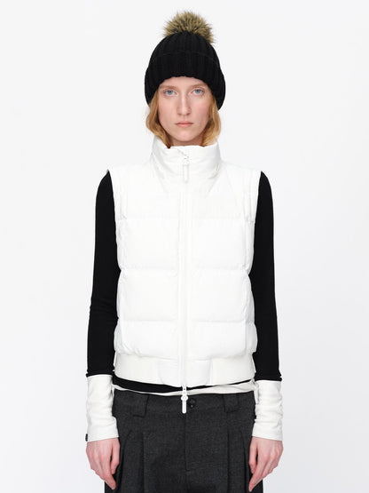 RUN TO THE FUTURE Detachable Sleeves Hooded 90 White Duck Down Quilted Women&