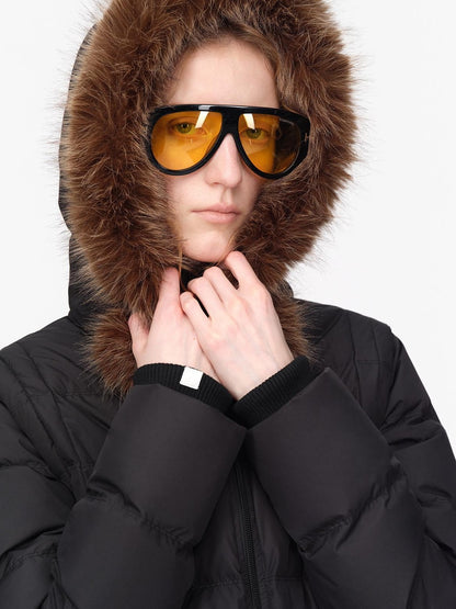 RUN TO THE FUTURE Detachable Sleeves Hooded 90 White Duck Down Quilted Women&