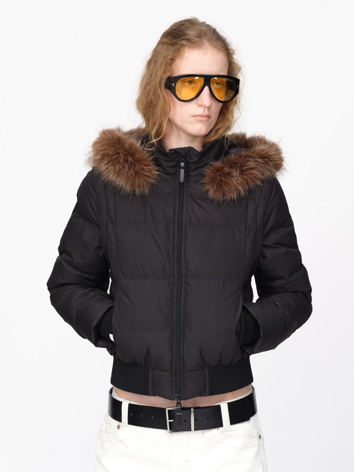 RUN TO THE FUTURE Detachable Sleeves Hooded 90 White Duck Down Quilted Women&