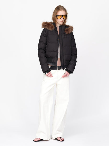 RUN TO THE FUTURE Detachable Sleeves Hooded 90 White Duck Down Quilted Women&