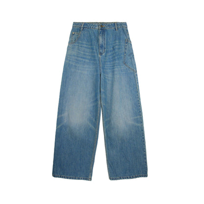 RUN_TO_THE_FUTURE_Durable_Washed_Mid_Rise_Loose_Straight_Urban_Casual_Denim_Blue_Wide-Leg_Jeans_MISSTT