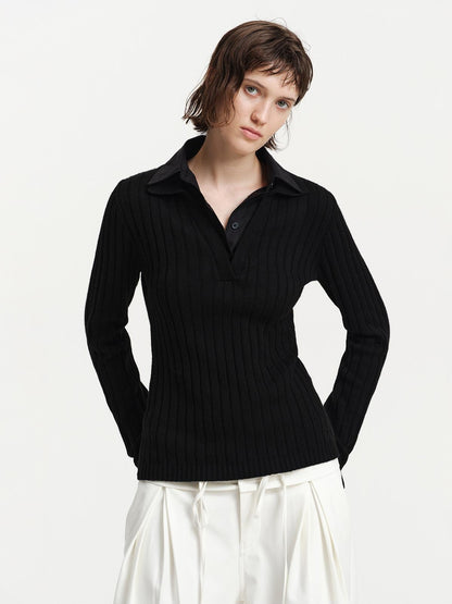 RUN TO THE FUTURE Faux Two Piece Silk Cashmere Blend Shirt Collar Women&