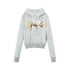 RUN TO THE FUTURE Fleece Lined Zip Up Straight Fit Hooded Women Anime Print Heather Grey Hoodies