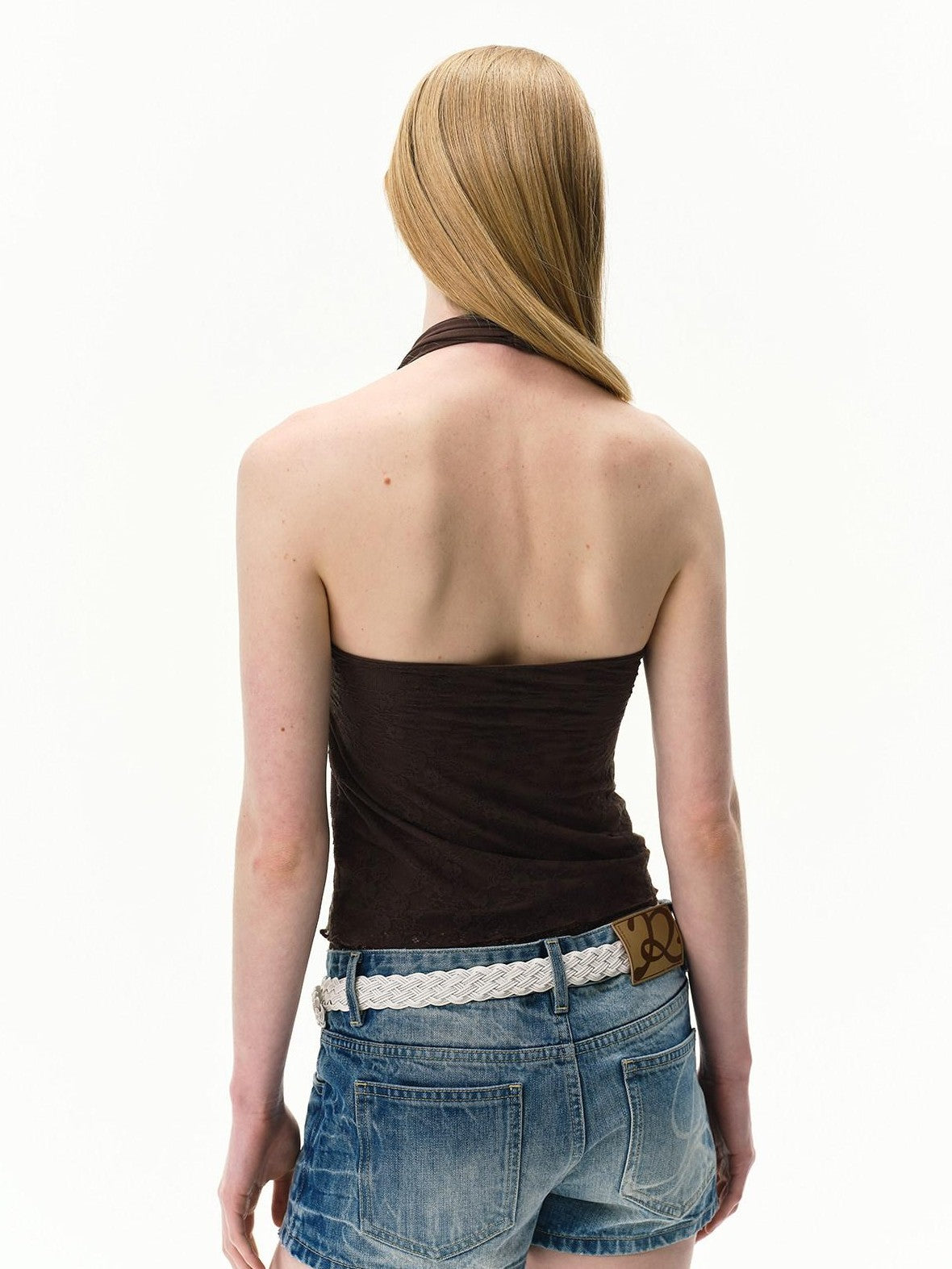 RUN TO THE FUTURE Floral Lace Spliced Crossover V-neck Women&