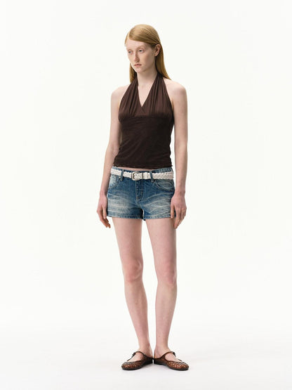 RUN TO THE FUTURE Floral Lace Spliced Crossover V-neck Women&
