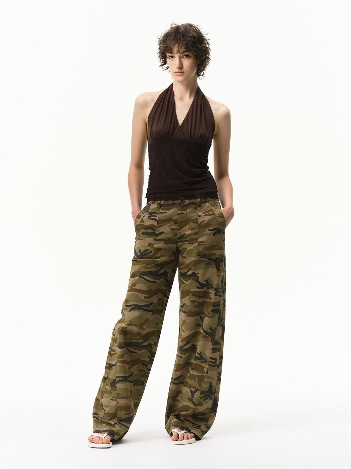 RUN TO THE FUTURE Floral Lace Spliced Crossover V-neck Women&